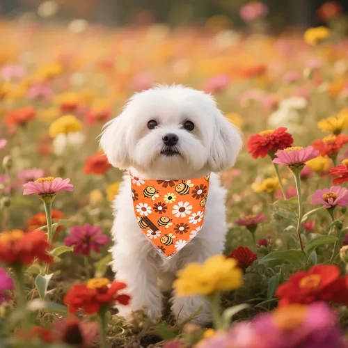Vista 4 de Unique Style Paws Bandanas para perros, 1 unidad, lavables, de algodón, triangular, para otoño, con margaritas de abeja, para perros y gatos