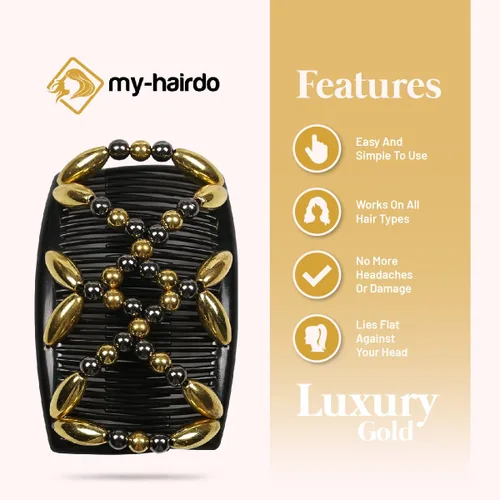 Vista 4 de Peines laterales mágicos para mujer, elegantes cuentas, elásticos con clips dobles, accesorios perfectos para hacer, cola de caballo, media arriba