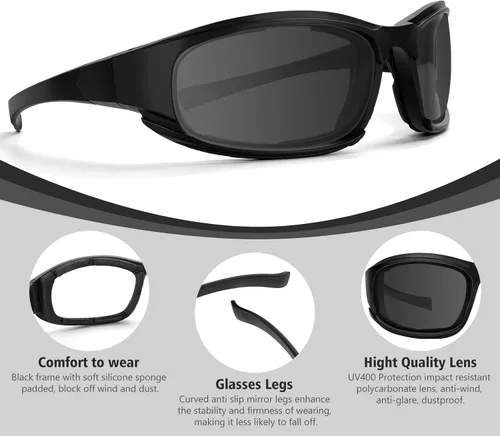 Vista 4 de Motorcycle Riding Glasses Motorcycle Goggles Padding Goggles Motorcycle Sunglasses UV Protection Dustproof Windproof