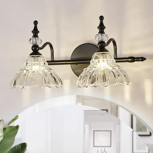Vista 13 de HDDFL Lámpara de baño sobre espejo, accesorios de iluminación de tocador de latón mate, apliques de pared modernos para dormitorio, baño, pasillo