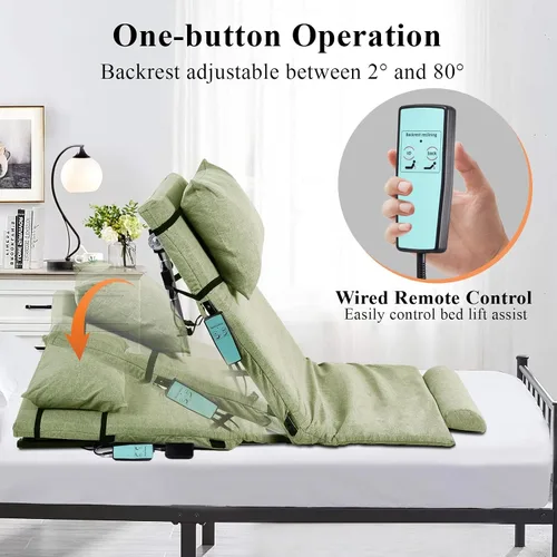 Vista 4 de Respaldo de cama elevadora - Asistencia de elevación de cama sentada, respaldo auxiliar eléctrico con control remoto, asistencia de cama