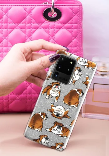 Vista 5 de FINCIBO Funda compatible con Samsung Galaxy S20 Ultra de 6.9 pulgadas, funda protectora de TPU con purpurina plateada brillante para Galaxy S20