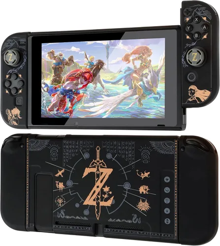 Vista 2 de Funda protectora acoplable compatible con interruptor carcasa rígida para controladores Switch y Joy-Con con 4 agarres para el pulgar funda