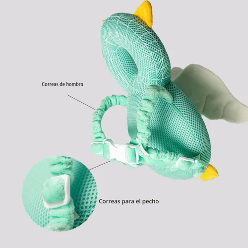 Vista 3 de Protector de cabeza para andador de bebé, ajustable, mochila de protección para la cabeza del bebé, almohadilla de seguridad (ángel)