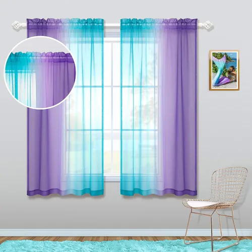 Vista 2 de KOUFALL - Cortinas cortas transparentes de 45 pulgadas de largo para decoración de baño, juego de 2 paneles con bolsillo para barra, cortinas