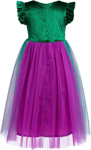 Vista 3 de FYMNSI Kids Girls Witch Costume Witch Sisters Dress Cape Cloak Wigs Halloween Cosplay Outfit Fancy Dress up Witch Dresses