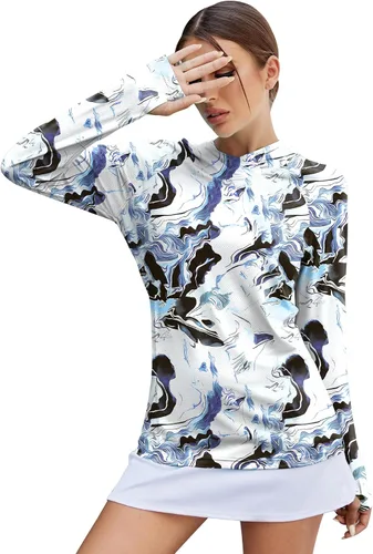 Vista 30 de LUYAA - Sudaderas con capucha para mujer, protección solar UPF 50+, transpirables, elásticas, para senderismo, manga larga, para correr Beige