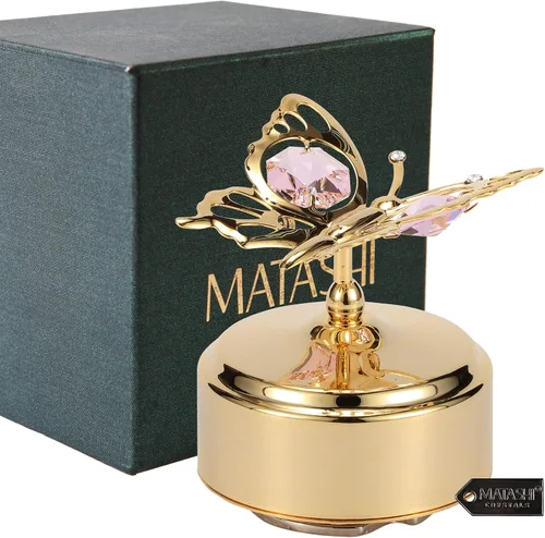 Vista 2 de Matashi - Caja de música chapada en oro de 24 quilates, con cristales