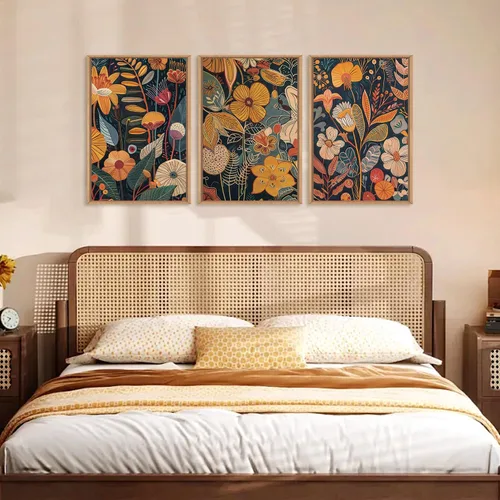 Vista 101 de FWIEXA Juego de Arte de Lienzo Bohemio Enmarcado para Pared, Cuadros Botánicos Verde Salvia Decoración de Pared, Impresiones de Arte de Plantas