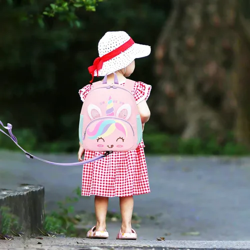 Vista 6 de Mochila infantil para niñas y niños, linda mochila escolar de dibujos animados en 3D para bebés, niños y niñas de 1 a 5 años, Unicornio, Moderno
