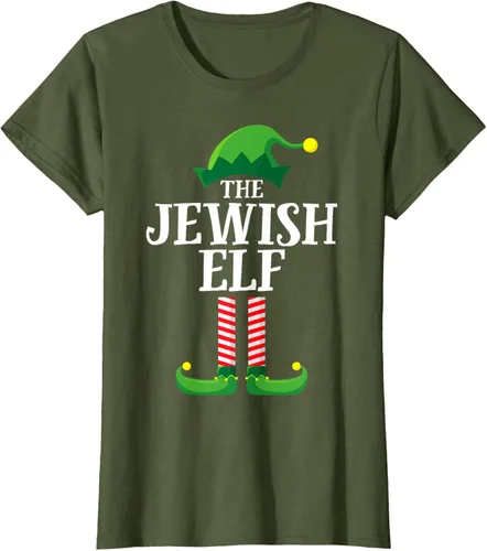 Vista 42 de Playera de pijama para fiesta de Navidad, grupo familiar a juego con elfo judío