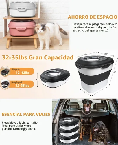 Vista 9 de 30-35 Lbs Contenedor de almacenamiento de alimentos para perros Negro