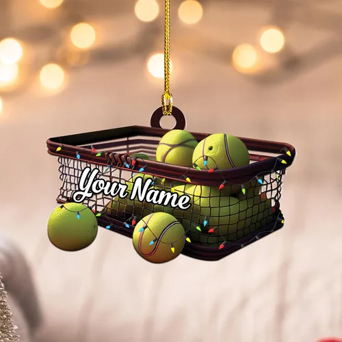 Vista 10 de Adorno plano acrílico personalizado para niña, jugador de tenis, regalo para amantes del tenis, jugador de tenis, adorno de Navidad para árbol de Tn1