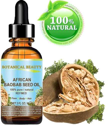 Vista 2 de Botanical Beauty Aceite de semillas de BAOBAB 100% puro y natural refinado prensado en frío aceite portador 2 fl oz 2.0 fl oz para cara, piel