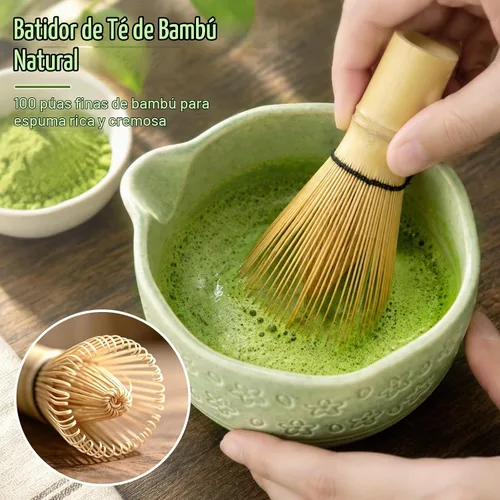 Vista 5 de ALBISS Juego de batidor de matcha, kit de cerámica de matcha de 7 piezas Verde