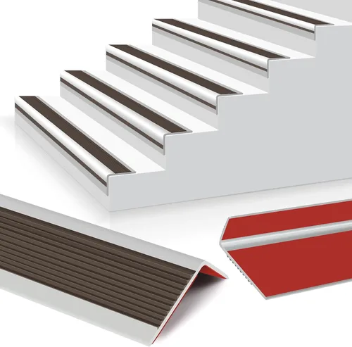 Vista 9 de Borde de goma autoadhesivo para escaleras, protector de borde de escalera de vinilo para exteriores e interiores (4 pies, negro y gris)