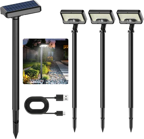 Vista 9 de Tryme Luces Solares con Sensor de Movimiento para Exteriores Impermeables 92 LEDs Luces Brillantes para Senderos con Ángulo Ajustable y 3 Modos