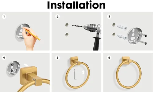 Vista 7 de Juego de 5 piezas de accesorios de baño de oro cepillado, juego de barra de toalla de mano de acero inoxidable de 60 cm dorado, soporte de papel