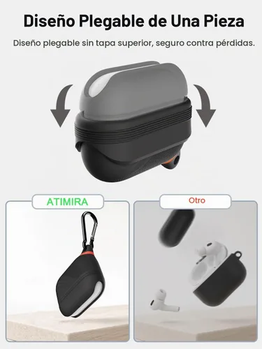 Vista 3 de Funda de silicona para AirPods Pro 3, impermeable, a prueba de golpes Negro profundo