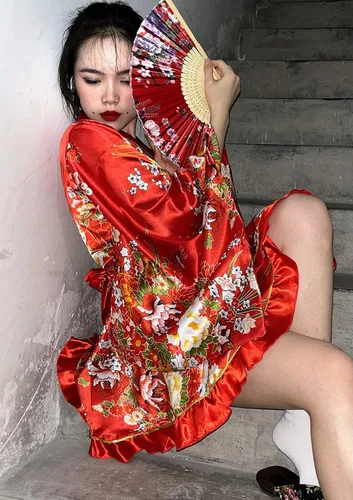 Vista 5 de Conjunto de calcetines con diseño de palo de pelo Tabi para mujer, estilo kimono de baile japonés de anime