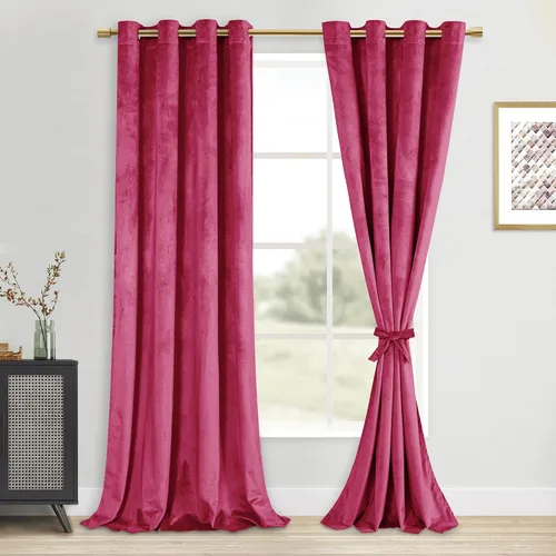 Vista 67 de DWCN - Juego de 2 paneles de cortina de terciopelo con ojales negros, tratamiento de ventanas con aislamiento térmico, apilables, decoración moderna