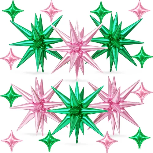 Vista 22 de Globos de estrella rosa, 18 piezas de papel de aluminio para niñas