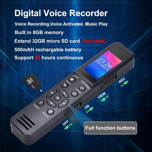 Vista 8 de Grabadora de voz digital, memoria de 8 GB + grabadora de bolsillo