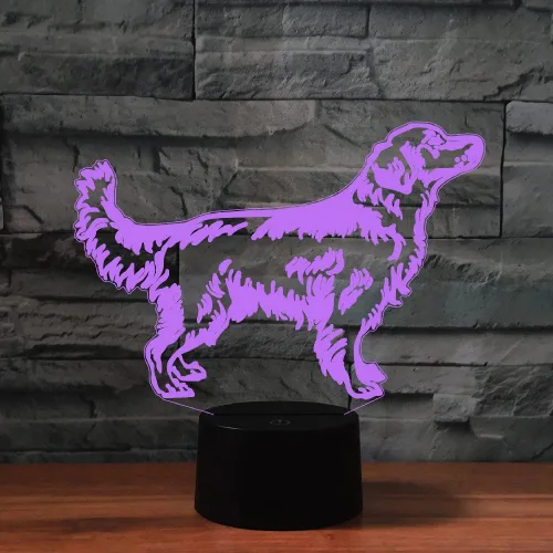 Vista 2 de Luz nocturna para niños 3D Golden Retriever Dog Lámpara LED con control remoto, 16 colores cambiantes, regalo de cumpleaños de Navidad para niño