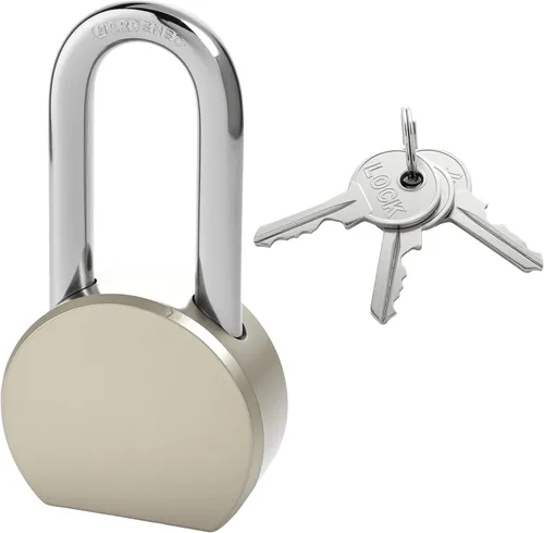 Vista 10 de Candado de grillete largo resistente, cerradura de acero impermeable con 3 llaves 2.1in Vertical Clearance Disc Cylinder Resists Picking And