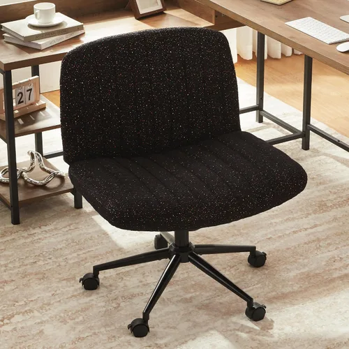 Vista 2 de Dowinx Silla cruzada con ruedas, tela preminum y cojín de muelles de bolsillo, silla de computadora giratoria ajustable, silla de computadora
