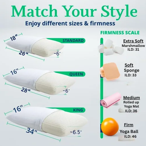 Vista 9 de ORGANIC TEXTILES 100% Talalay - Almohada de cama de látex con funda de algodón orgánico certificado GOTS (tamaño estándar, mediano), paquete de 1