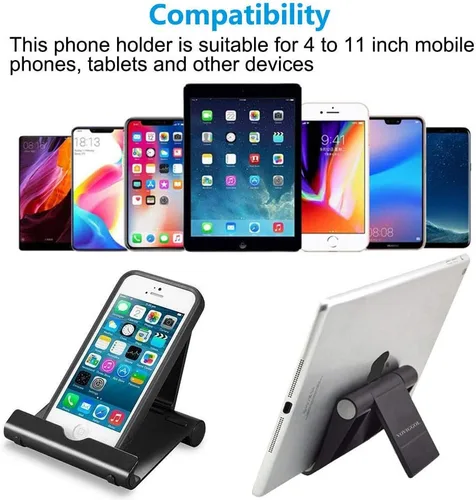 Vista 2 de VOVIGGOL Paquete de 4 soportes para teléfono celular para escritorio, soporte plegable para teléfono celular, soporte ajustable para tableta