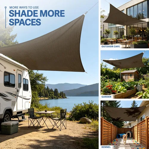 Vista 2 de E&K Sunrise - Toldo parasol rectangular de 18 x 22 pies, bloqueo UV, para pérgola, patio, jardín al aire libre (marrón)