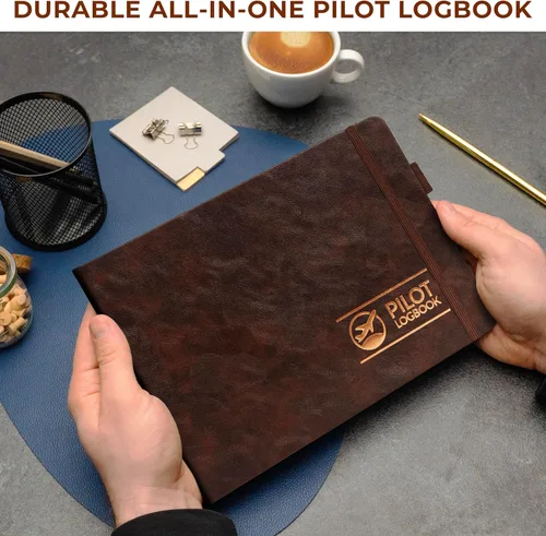 Vista 7 de Skyline Pilot Logbook, Professional Aviation Flight Log Book, Aviator Brown marrón (Aviator Brown)