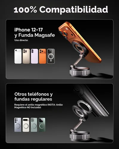 Vista 8 de Magsafe - Soporte para teléfono de automóvil con aspiradora [más de 120 libras de succión más fuerte y 3000 gf magnético más fuerte] Soporte