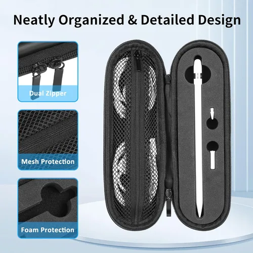 Vista 3 de TITACUTE iPencil - Funda de transporte compatible con Apple Pencil de 2ª generación para iPad Pro, funda con doble cremallera, funda protectora