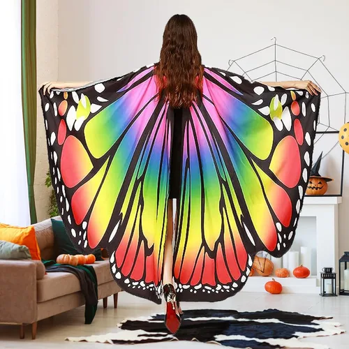 Vista 6 de Alas de mariposa para mujeres y niñas, disfraces de Halloween para mujeres, disfraz de hada para adultos, chal, fiesta, cosplay