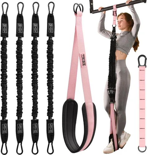 Vista 12 de Pull Up Assistance Bands - 4 Heavy Duty Pull Up Bands with Adjustable Strap and Foot Rest - Stackable Pull Up Assist Band Set for Pull Up Bar