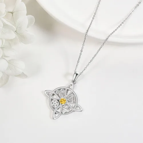 Vista 51 de YAFEINI Collar con dije de nudo de bruja de plata de ley, amuleto de bruja de cruz celta, regalo para mujer