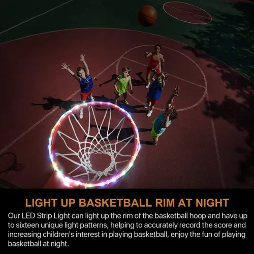 Vista 3 de Waybelive Luces LED para aro de baloncesto, luces con control remoto para borde de aro de baloncesto, 16 colores que puedes cambiar tú mismo