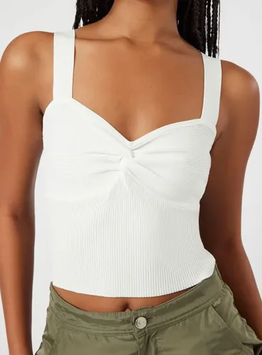 Vista 2 de Meladyan Women Sweetheart Neck Twist Knot Sleeveless Crop Top Tank Rib Knitted Backless Cute Cropped Cami Vest Top