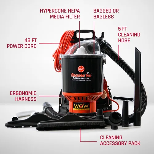 Vista 13 de Aspirador hombro Vac Pro sin bolsa Hoover Commercia ligera mochila aspiradora c2401