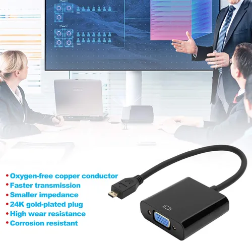 Vista 4 de Adaptador micro HDMI a VGA, cable micro HDMI a VGA compatible con 1080P, adaptador de convertidor de video VGA compatible con HDCP, para Raspberry
