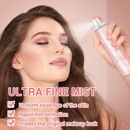 Vista 3 de Spray fijador de maquillaje brillante, spray de ajuste hidratante para cara, acabado radiante brillante de larga duración, ligero y refrescante