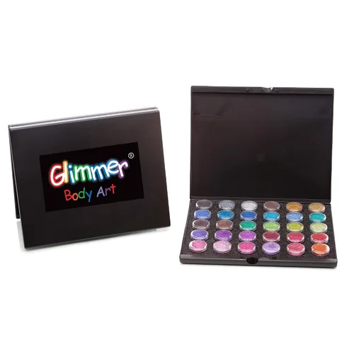 Vista 3 de Glimmer Body Art Temporary Tattoo Pro Business Kit - Juego completo con 30 purpurina, 150 plantillas, 3 hojas de diseño, 4 tubos de pegamento, 2