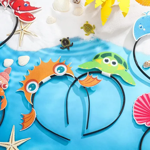 Vista 2 de Yinder 24 diademas de fiesta de animales marinos bajo el mar, decoraciones de fiesta temática oceánica, recuerdos de fiesta oceánica, diademas