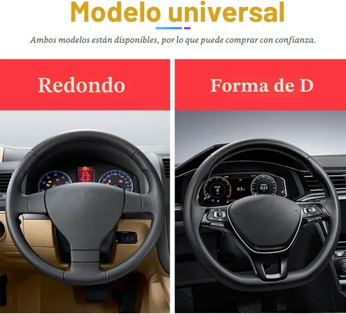 Vista 6 de Osilly Funda de volante de cuero PU de fibra de carbono de 15 pulgadas Negro