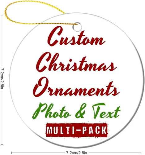 Vista 2 de Adornos de Navidad personalizados, texto fotográfico, haz tu propio adorno de cerámica de porcelana, regalo de recuerdos para decoración de Navidad