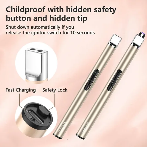 Vista 3 de REIDEA Encendedor de vela electrónico de arco resistente al viento, recargable por USB, sin llama, con botón de seguridad para el hogar, S4