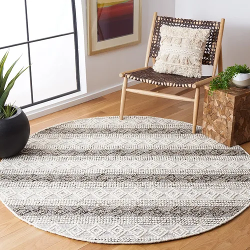 Vista 10 de SAFAVIEH Natura Collection - Alfombra de pasillo, 2 pies 3 pulgadas x 9 pies, marfil y negro, hecha a mano de lana rústica marroquí bohemia, ideal